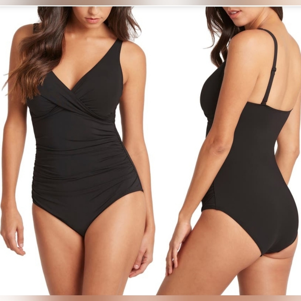 Sea Level Cross Front One-Piece Swimsuit